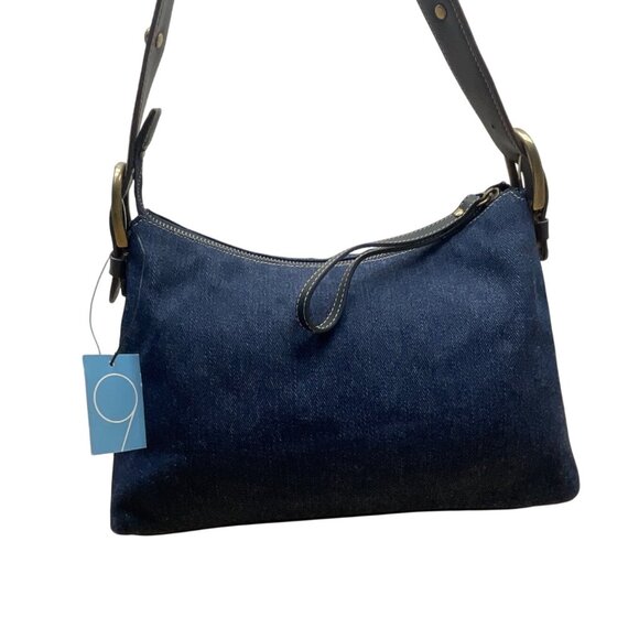 Nine West Women’s Denim With Brown Leather Strap & Gold Hardware Tote Bag Sz S - Picture 4 of 11